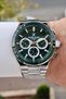 Dial Green Band Metallic Color Indicators Active 2 Year Warranty Men's Wristwatch