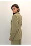 Valeria Women's Waist Formed Single Button Blazer Jacket Wide Leg Pants Light Khaki Two-Piece Set - 7