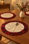 2-Piece Plaid Patterned Raw Linen Pleated Placemat Supla