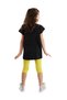Zebracorn Black Yellow Ruffled Girls' Summer T-Shirt Tunic Leggings Set - 2