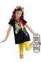 Zebracorn Black Yellow Ruffled Girls' Summer T-Shirt Tunic Leggings Set