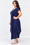Casual Plus Size Combed Cotton Dress Navy Blue - 2