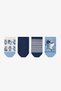 Boy's Blue Captain Shark Cotton 4 Pairs of Bootie Socks