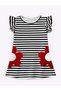 Girls' Floral Dress Black and White Striped Spring Summer Season 3-6 Years Old - 4