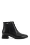 Women's Black Zippered Thick Heeled Boots