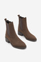 Women's Thick Heeled Elastic Side Strap Heeled Boots Elove Brown Suede - 6