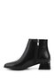 Women's Black Zippered Thick Heeled Boots - 6