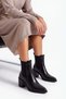 Women's Double Elastic Chelsea Heeled Boots Pisar Black - 6