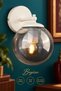 Rain Sconce White-Smoked Globe Glass, Modern Decorative Sconce, Globe Glass Wall Sconce, Decorative Wall Lighting, Living Room, Bedroom and Hallway Lighting