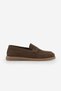 Women's Genuine Leather Rope Detailed Moccasin Loafer Casual Shoes Ginar Brown Suede - 3