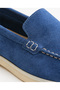 Genuine Leather Navy Blue Daily Women's Shoes Loafer Moccasin - 3