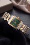 Stone Detailed Square Case Chain Steel Cord Women's Wristwatch - Luxury Design - 5