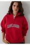 M1S20132 Jeans Logo Printed Half Zipper Women's Sweatshirt Red - 2
