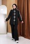 Women's Hijab 2 Thread Chinese Button and Stripe Detailed Top and Bottom Set |   100% Cotton |   Comfortable Suit for Daily Use |   Modern Design, Stylish and Sporty Women's Hijab Top and Bottom Set Model - 2