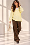 Women's Yellow V-Neck Oversize Loose Knit Sweater - 5