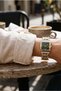 Stone Detailed Square Case Chain Steel Cord Women's Wristwatch - Luxury Design - 3