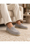 Real Leather Light Beige Suede Handmade Casual Women's Shoes - 5