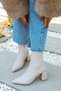 Flexible Stretch Ankle Flexible Zipper Detail Medium Heel Pointed Toe Women's Boots Bootie Beige Skin - 3