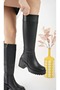 Seribo Thick Heel Stretch Faux Leather Women's Boots Black - 4