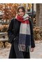 Women's Premium Soft Plaid Square Patterned Boucle Soft Textured Long Tassel Winter Shoulder Women's Shawl Scarf
