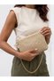 Women's Straw Textured Chain Strap Clutch Bag - 5