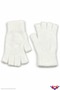 Winter White Color Soft Textured Fingerless Cut-Out Half Finger Plush Comfortable Use Luxury Gloves Glove - 3