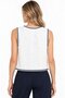 White Women's V-Neck Floral Embroidered Woven Crop Vest - 6