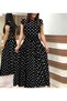 Women's polka dot, Full length polka dot crepe fabric dress - 3