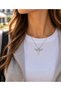 Steel Angel Figured Zircon Stone Women's Necklace Silver Color 45 cm - 5