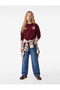 Three-Thread Ribbed Long Sleeve Crew Neck Teddy Bear Printed Sweatshirt