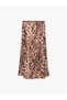 Slim Fish Form Bambi Patterned Satin Midi Skirt - 5