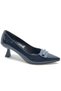 Feles 5 cm Heel Buckle Detailed Stiletto Women's Shoes Dark Blue - 3