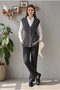 Short Ethnic Pattern Vest with Pockets and Buttons, Large Size Vest