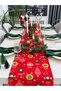 New Year Themed Red Patterned Runner Christmas Runner (Napkin Not Included)
