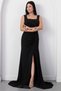 Square Neck Beaded Slit Dress Ecr5974 - 6