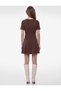 Slim Fit Crew Neck Short-Sleeve Decorative-Button Mini Dress - 3