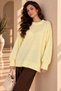 Women's Yellow Crew Neck Oversize Loose Knit Sweater