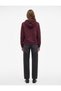 Plum Hooded 3-Thread Fleece Brushed Bear Embroidered Sweatshirt with Kangaroo Pocket - 3