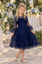 Children's Evening Dress with Lace Bag Graduation Gown Aby257