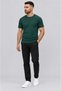 Men's Nefti Green Colored T-Shirt with Crew Neck and Sleeve Trim Regular T-Shirt - 2
