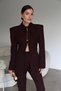Plum Pointed Long Collar Slim Fit Jacket and Pants Design Set - 5