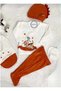 Dinosaur Süzene Embroidered Cotton Newborn Outfit 5-Piece Hospital Release Bodysuit - 6