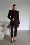 Plum Pointed Long Collar Slim Fit Jacket and Pants Design Set - 6