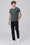 Men's Petrol Green Colored T-Shirt with Crew Neck and Sleeve Trim Regular T-Shirt - 2