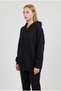 Women's Black Hooded Zippered 3 Three Thread Fleece Kangaroo Oversize Loose Sweatshirt Zip up Hoodie - 2