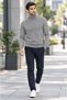 Men's Gray Half Turtleneck Standard Fit Regular Acrylic Blend Knitwear Sweater - 3