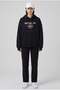 Women's Black 1898 Printed 3 Thread Threaded Hooded Oversize Loose Fit Hoodie