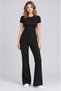 Women's Black Corded Camisole with Spanish Flared Hem and Eyelet Detail, Lace-Up Single Bottom