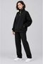 Women's Black Turtleneck 3 Thread Fleece Inside Ribbed Oversize Sweatshirt - 2