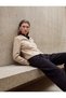 Long-Sleeve V-Neck Buttoned Faux Leather Jacket with Pockets and Stitching Detail